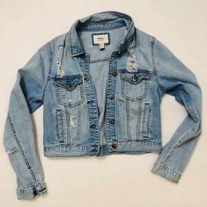 Forever 21 distressed crop jean jacket